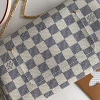 Louis Vuitton LV Women Favorite MM Clutch in Damier Azur Coated Canvas-Beige (1)