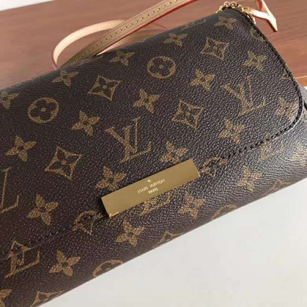 Louis Vuitton LV Women Favorite MM Clutch in Monogram Coated Canvas-Brown (7)