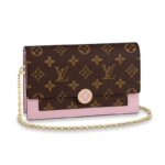 Portafoglio Louis Vuitton LV da donna Flore Chain in tela rivestita Monogram e pelle di vitello - Rosa
