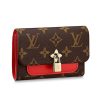 Louis Vuitton LV Women Flower Compact Wallet in Monogram Coated Canvas-Red