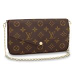 Borsa a tracolla Louis Vuitton LV da donna Félicie Pochette in tela Monogram - Marrone