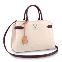 Louis Vuitton LV Women Lockme Day Tote Bag in Grained Calf Leather-Beige