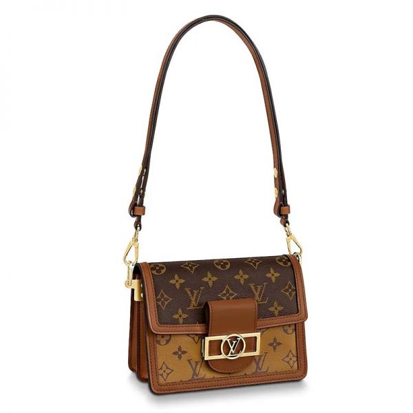 Louis Vuitton LV Women Mini Dauphine Handbag in Monogram Canvas-Brown (1)