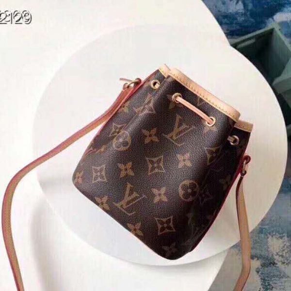 Louis Vuitton LV Women Nano Noé Bucket Bag in Monogram Coated Canvas-Brown (1)