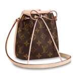 Borsa a secchiello Nano Noé da donna Louis Vuitton LV in tela rivestita Monogram - Marrone