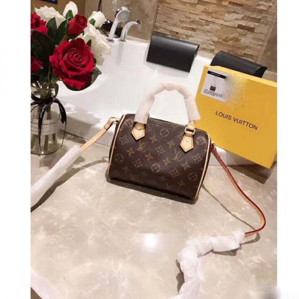 Louis Vuitton LV Women Nano Speedy Bag in Monogram Coated Canvas-Brown (4)