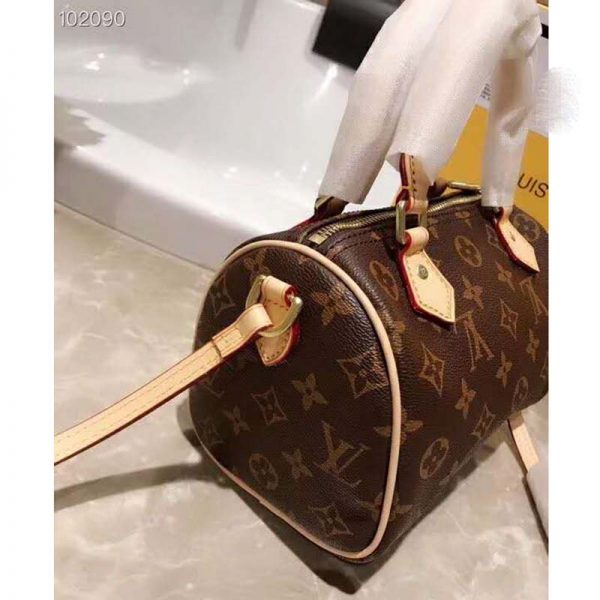 Louis Vuitton LV Women Nano Speedy Bag in Monogram Coated Canvas-Brown (7)