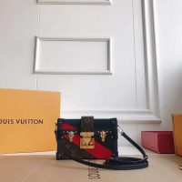 Louis Vuitton LV Women Petite Malle Handbag in Calf Leather and Monogram Coated Canvas (1)