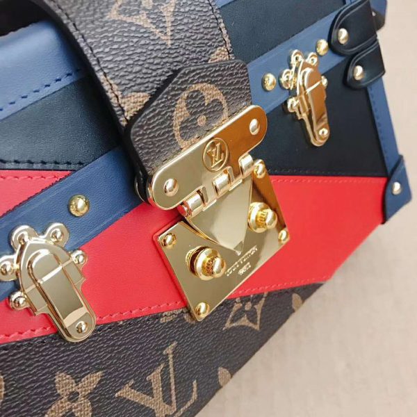 Louis Vuitton LV Women Petite Malle Handbag in Calf Leather and Monogram Coated Canvas (7)