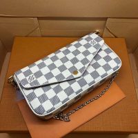 Louis Vuitton LV Women Pochette Félicie in Damier Azur Canvas-Beige