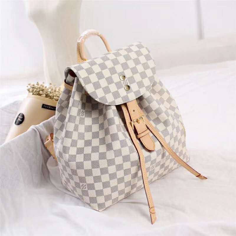 Louis Vuitton LV Women Sperone Backpack in Damier Azur Canvas-Grey