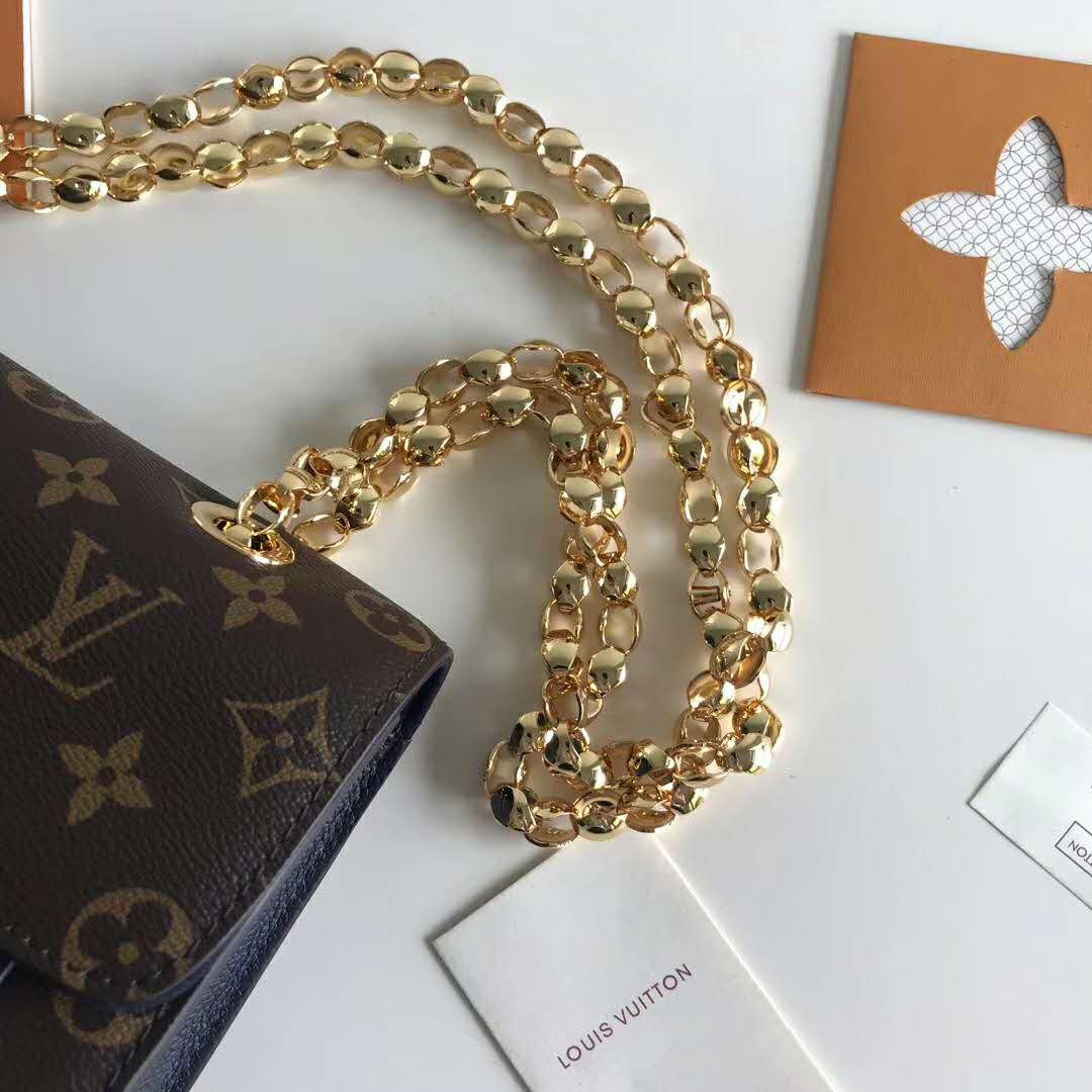 Louis Vuitton Virgil Abloh Brown Monogram Coated Canvas Chain Clutch Gold Hardware, 2019 (Very Good), Womens Handbag