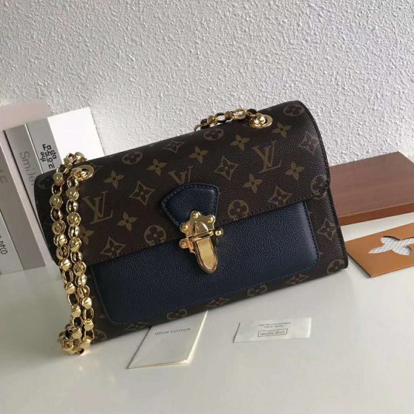 Louis Vuitton LV Women Victoire Chain Bag in Monogram Coated Canvas-Navy (5)