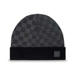Louis Vuitton Unisex Petit Damier Hat NM in Iconic Damier 100% Wool-Black