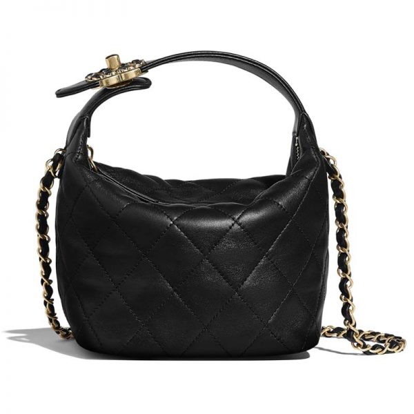 Chanel Women Small Hobo Bag in Lambskin & Gold Metal