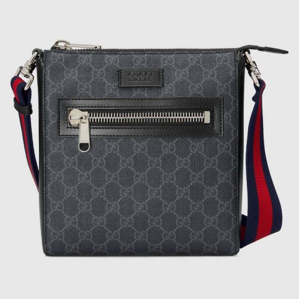 Gucci GG Men GG Black Small Messenger Bag Supreme Canvas - LULUX