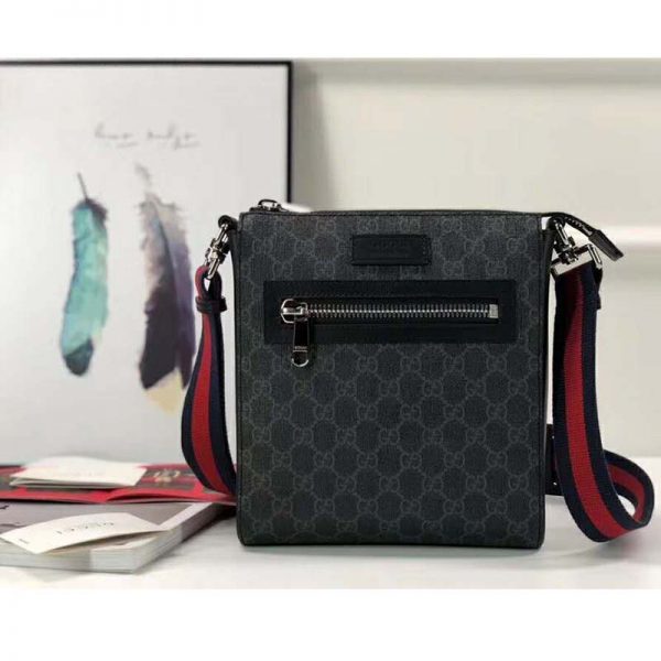 Gucci GG Men GG Black Small Messenger Bag Supreme Canvas - LULUX