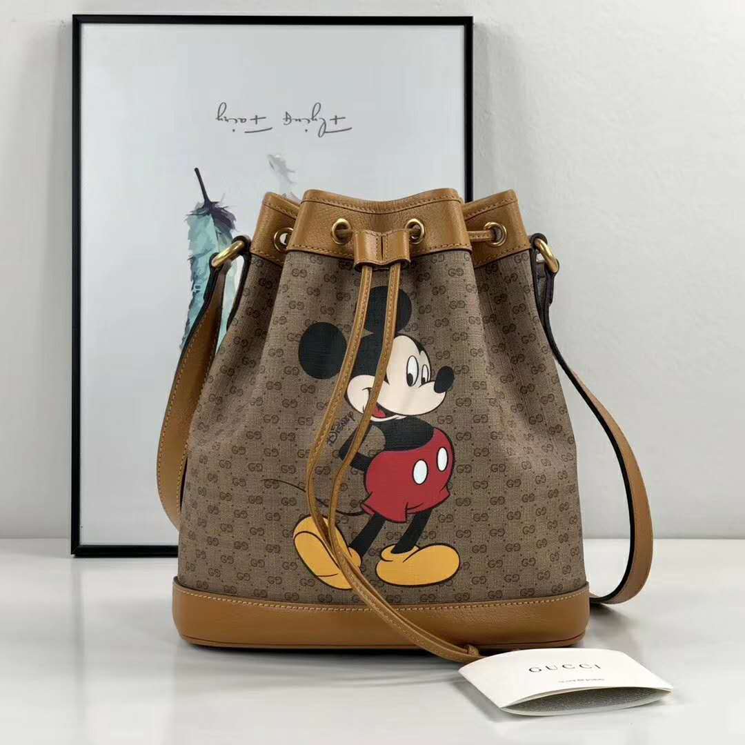 Gucci x Disney Bucket Bag Mini GG Supreme Mickey Mouse Small Beige