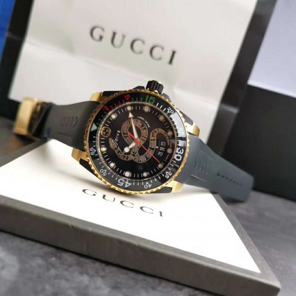 Gucci Men Watch 45mm-Black LULUX