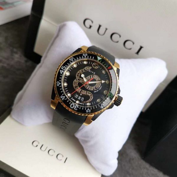 Gucci Men Gucci Dive Watch 45mm-Black (5)