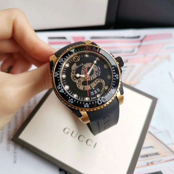 Gucci Men Watch 45mm-Black LULUX