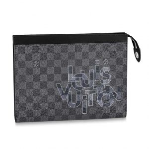 Louis Vuitton LV Men Pochette Voyage MM Damier Graphite Canvas-Grey