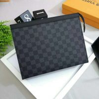 Louis Vuitton LV Men Pochette Voyage MM Damier Graphite Coated Canvas