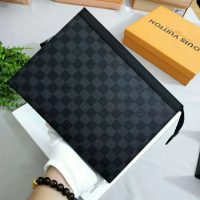 Louis Vuitton LV Men Pochette Voyage MM Damier Graphite Coated Canvas