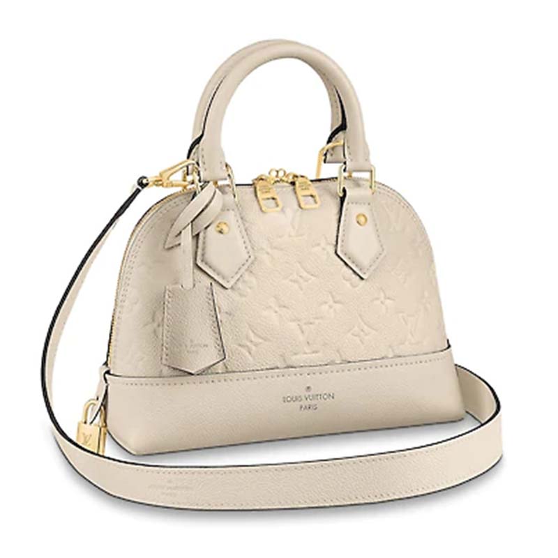 Louis Vuitton Alma BB, White Patent with Monogram, Preowned in Box WA001