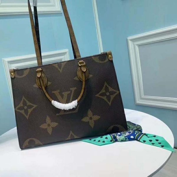 Louis Vuitton LV Women Onthego MM Tote Bag Monogram Coated Canvas (4)
