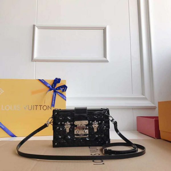 Louis Vuitton LV Women Petite Malle in Calf Leather-Black (4)