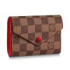 Louis Vuitton LV Women Victorine Wallet in Damier Ebene Canvas-Red