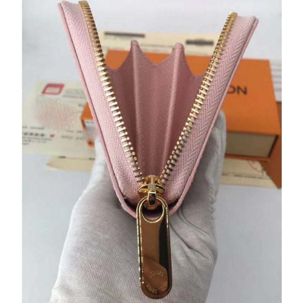 Louis Vuitton LV Women Zippy Wallet Damier Azur Canvas-Pink (10)