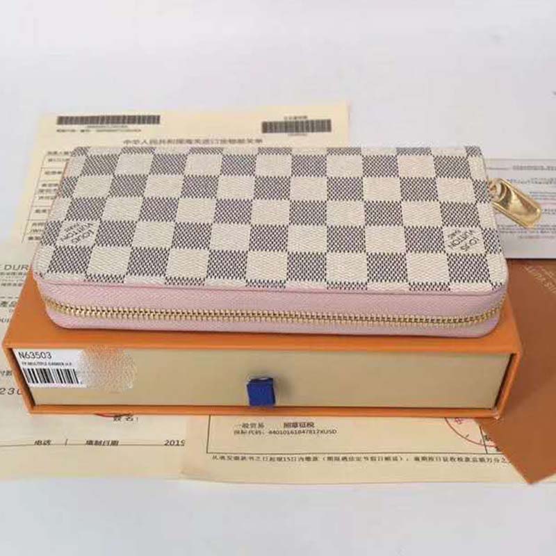 Louis Vuitton Zippy Coin Wallet Purse N60098 Azur Damier Azur Tahiti Cream  Pink