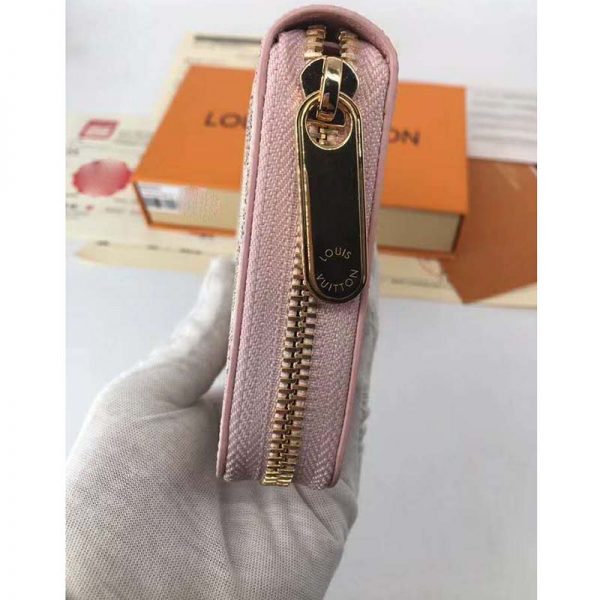 Louis Vuitton LV Women Zippy Wallet Damier Azur Canvas-Pink (6)