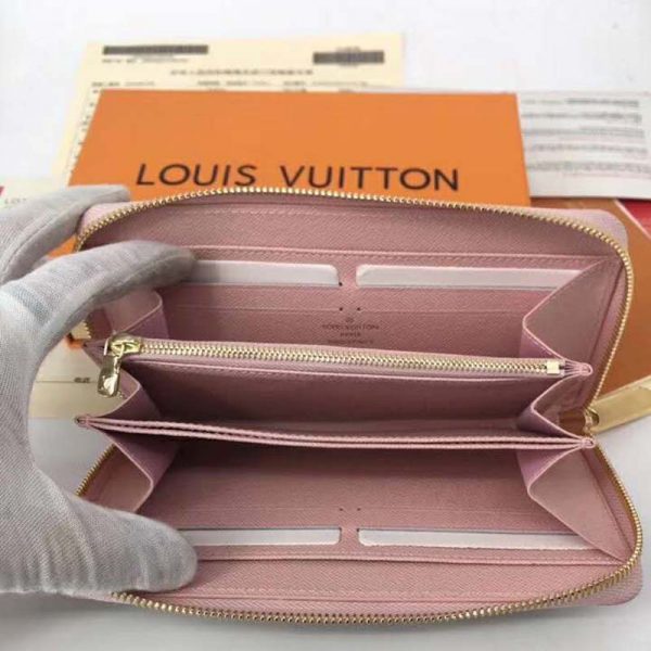 Louis Vuitton LV Women Zippy Wallet Damier Azur Canvas-Pink (8)