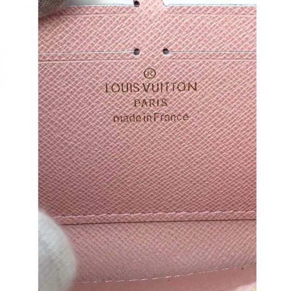 Louis Vuitton LV Women Zippy Wallet Damier Azur Canvas-Pink (9)