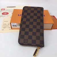 Louis Vuitton LV Women Zippy Wallet Damier Ebene Canvas-Brown