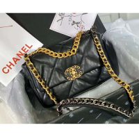 Chanel Women Clutch with Chain in Shiny Lambskin Leather-Black