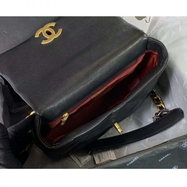Chanel Women Chanel 19 Flap Bag in Goatskin Leather-Black (5)