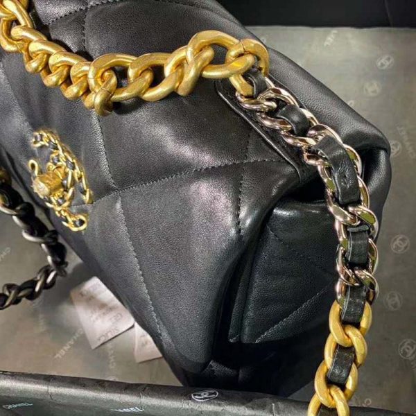 Chanel Women Chanel 19 Flap Bag in Goatskin Leather-Black (8)