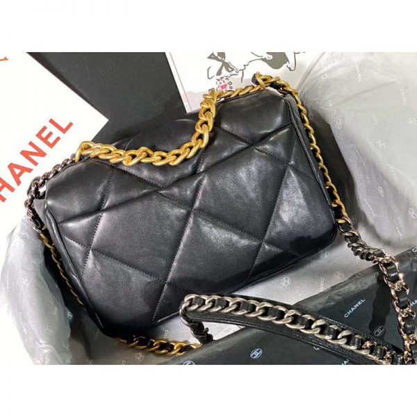 Chanel Women Chanel 19 Flap Bag in Goatskin Leather-Black (9)
