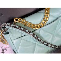 Chanel Women Chanel 19 Flap Bag in Lambskin Leather-Blue