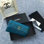 Chanel Women Chanel 19 Flap Wallet Shiny Lambskin Leather-Blue - Image 3