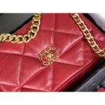 Chanel Women Chanel 19 Large Flap Bag Goatskin Leather-Red - Imagen 11