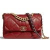 Chanel Women Chanel 19 Large Flap Bag Goatskin Leather-Red