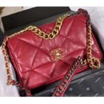 Chanel Women Chanel 19 Large Flap Bag Goatskin Leather-Red - Imagen 3