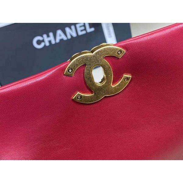 Chanel Women Chanel 19 Large Flap Bag Lambskin Leather-Rose (10)