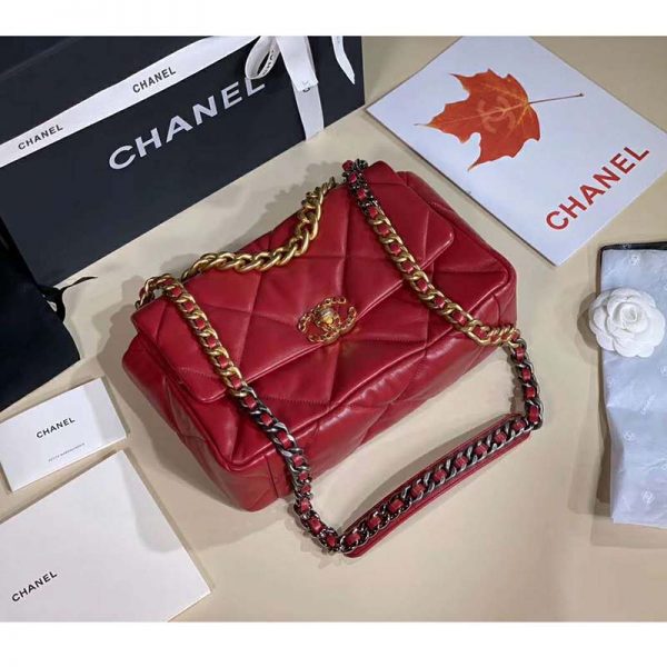 Chanel Women Chanel 19 Large Flap Bag Lambskin Leather-Rose (2)
