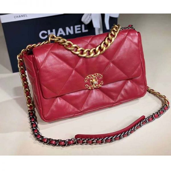 Chanel Women Chanel 19 Large Flap Bag Lambskin Leather-Rose (4)